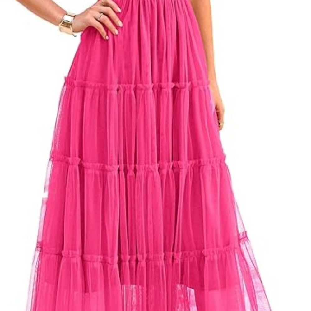 NEW!! PRETTY GARDEN SMOCKED TULLE SUNDRESS SZ M - Picture 2 of 5